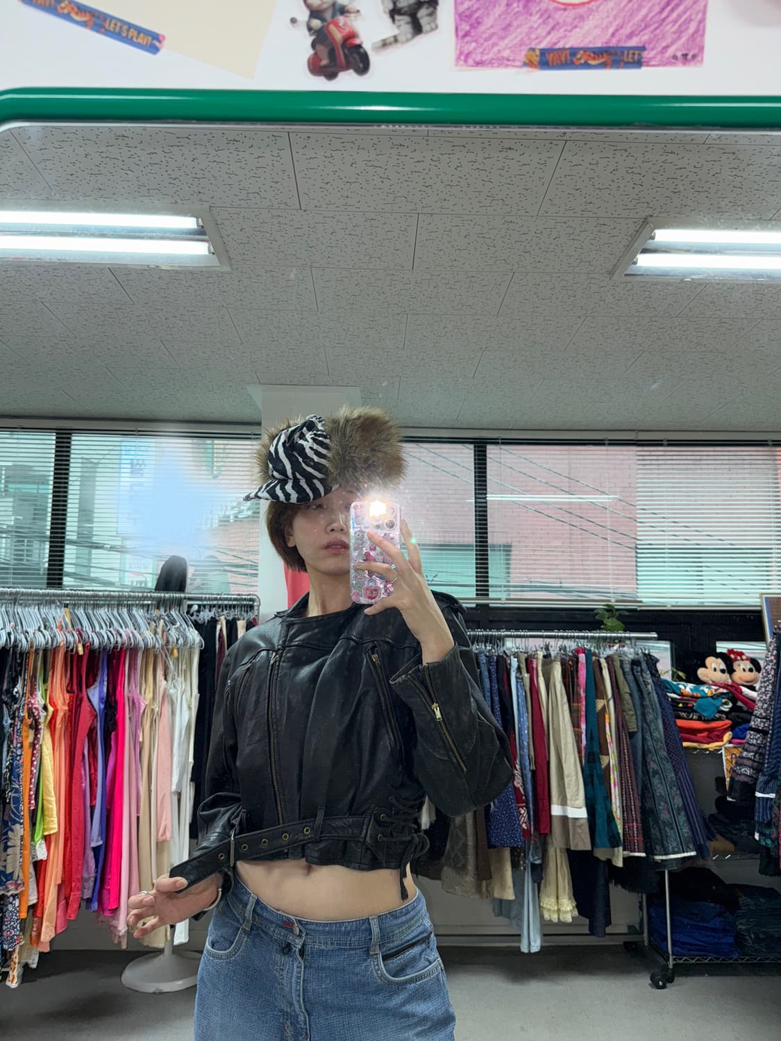 Europe sheepskin leather crop jacket  상품이미지2