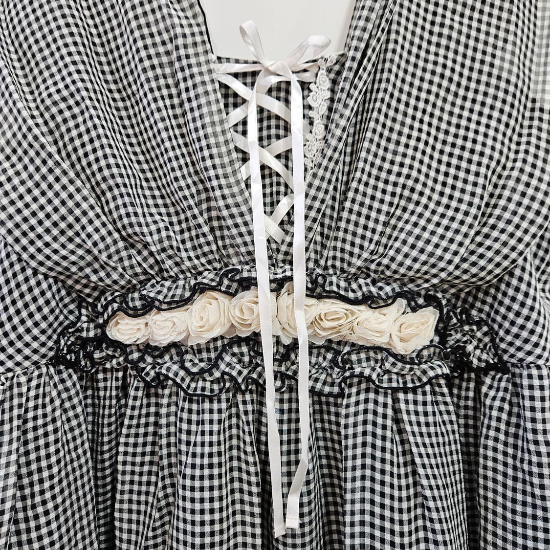 엑시즈팜(Axes Femme) 깅엄체크 레이스 원피스 상품이미지7