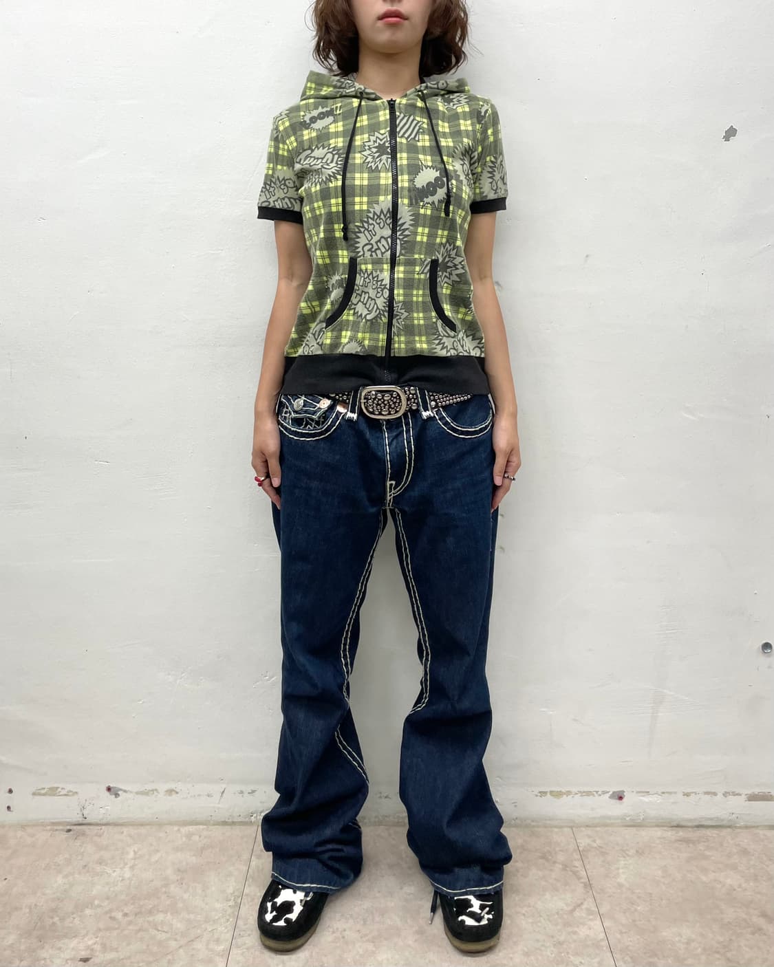 Horseballoon  Checkered Hoodie T-shirt 상품이미지4
