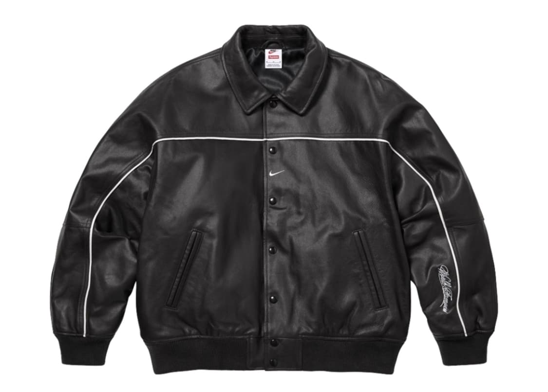 [새상품 / M] 나이키 슈프림 바시티 레더 자켓 상품이미지1