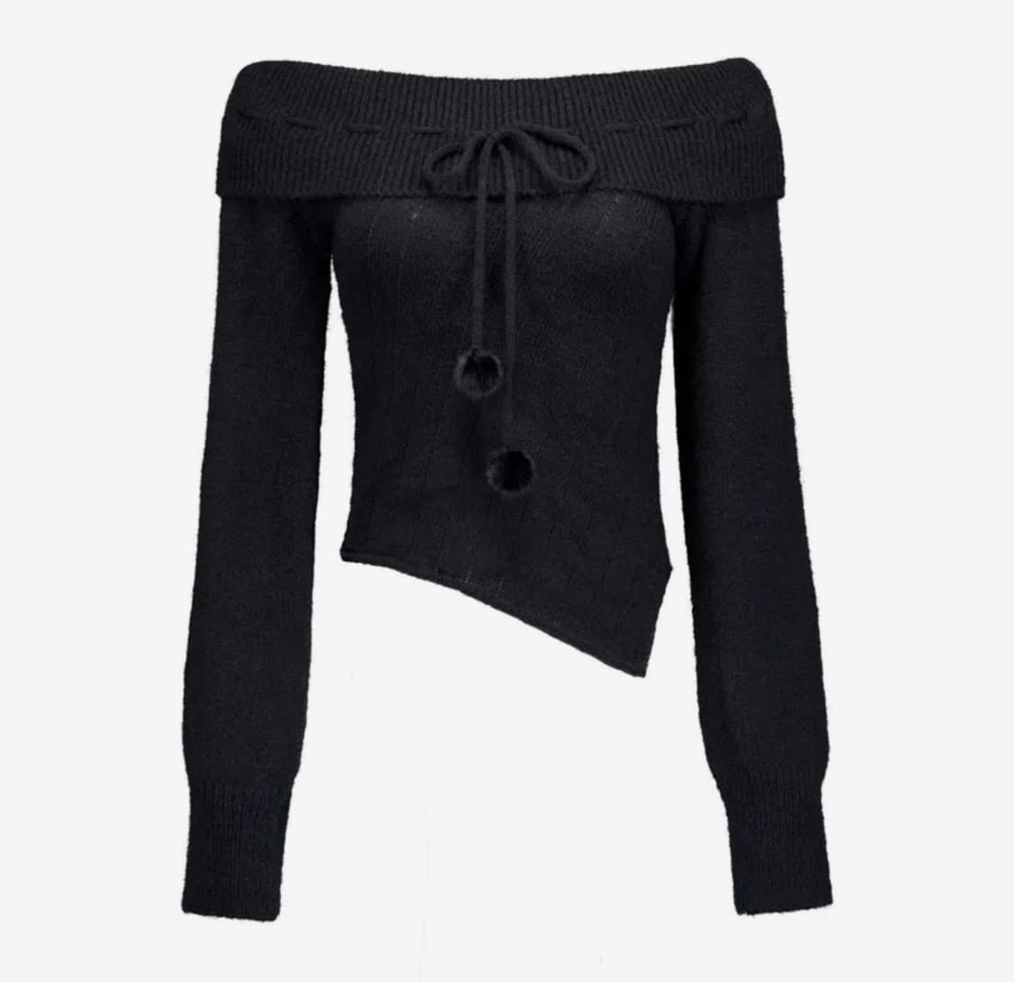 포어링 코튼 캔디 오프숄더 니트 상품이미지1