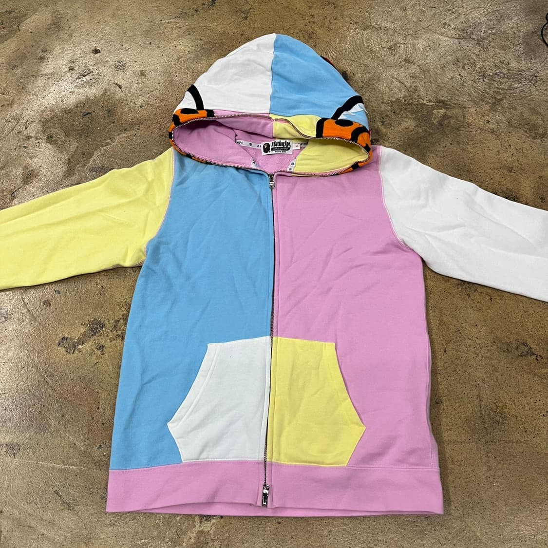 베이프 솜사탕 멀티계 파스텔 핑크 화이트 마일로 샤크 풀 후드 집업 상품이미지3