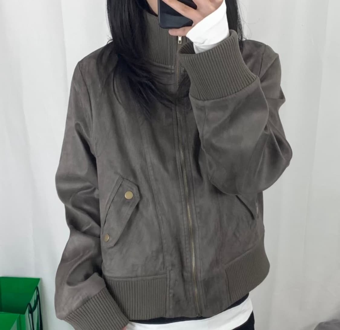 빈티지 하이넥 스웨이드 자켓 상품이미지1