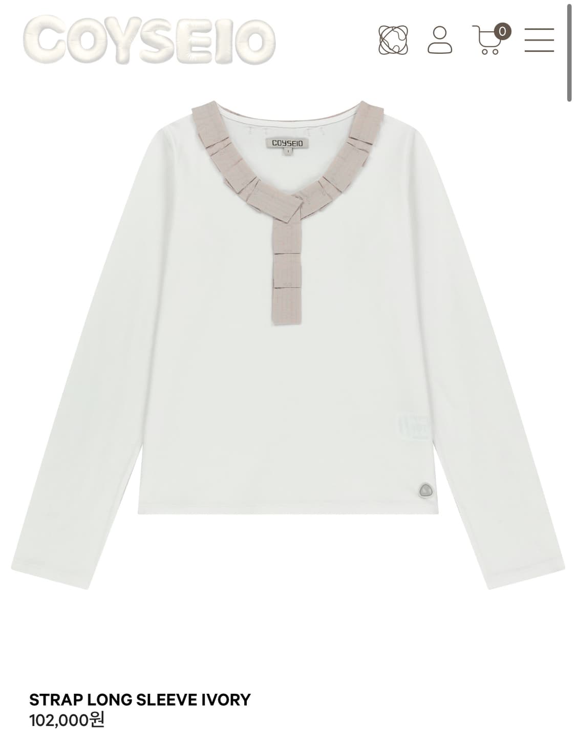 코이세이오 스트랩 롱슬리브 아이보리 새상품 상품이미지1