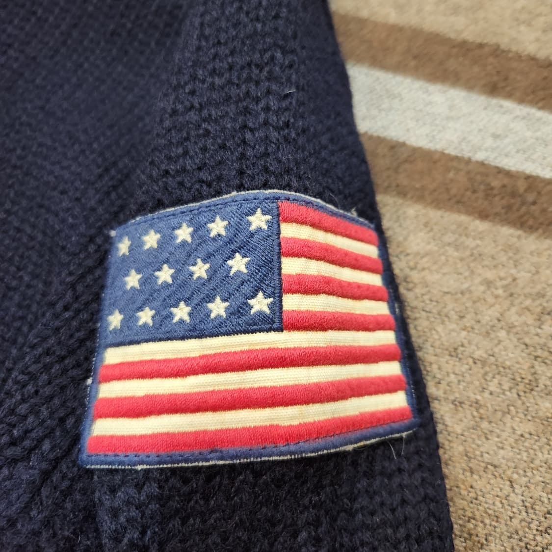 폴로랄프로렌 메리노울 성조기 숄카라 니트 L 피셔맨 상품이미지2