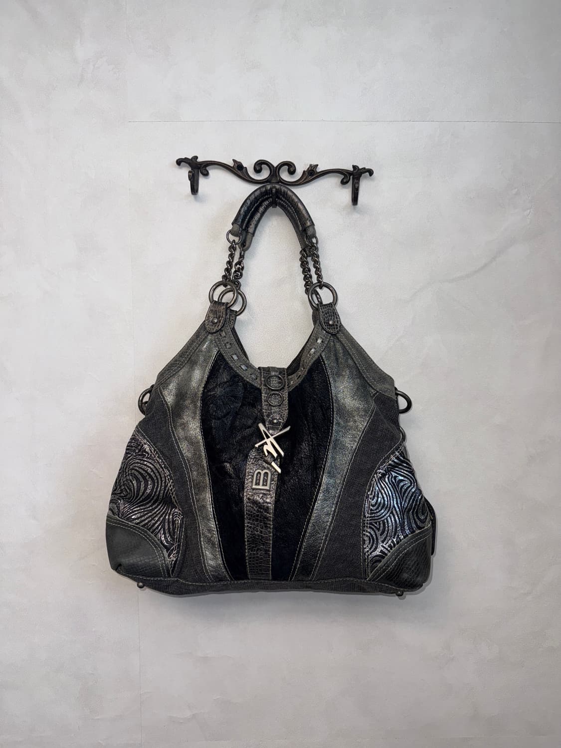 BNX black metal silver oriental tote bag 상품이미지1