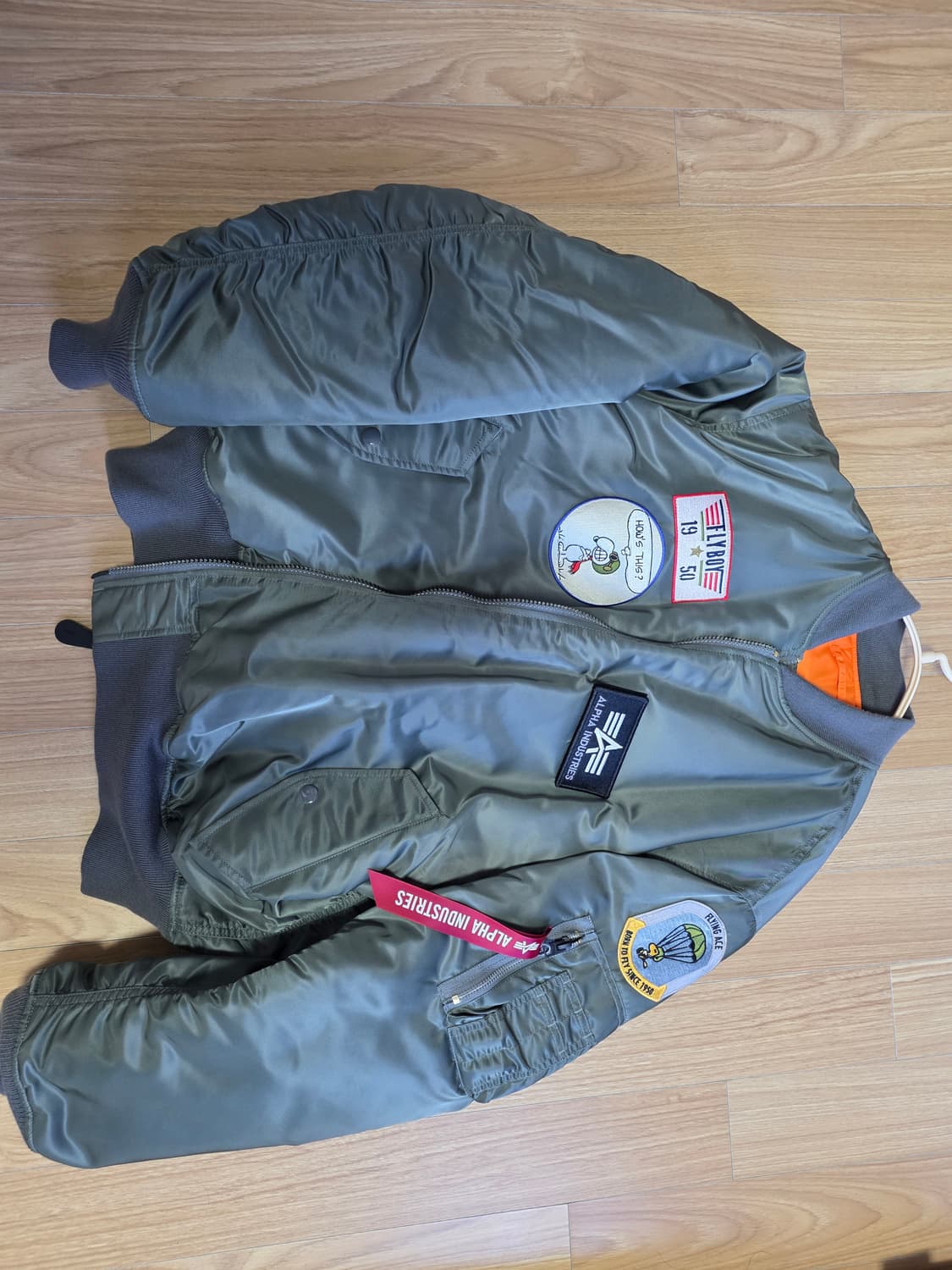 XL 알파인더스트리 플라잉에이스 스누피 마원 항공점퍼 상품이미지2