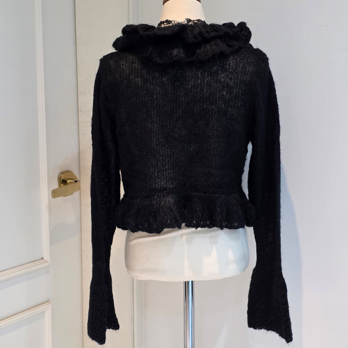 블랙지뢰계st 니트 레이스 케이블 볼레로 가디건 상품이미지3