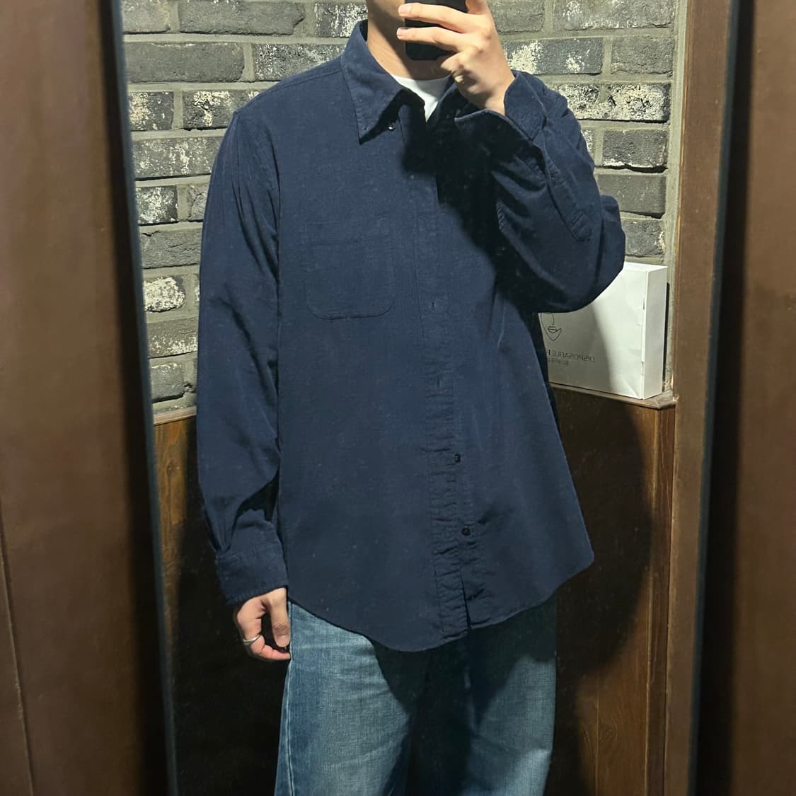 XL) 브룩스 브라더스 네이비 코듀로이 셔츠 상품이미지8