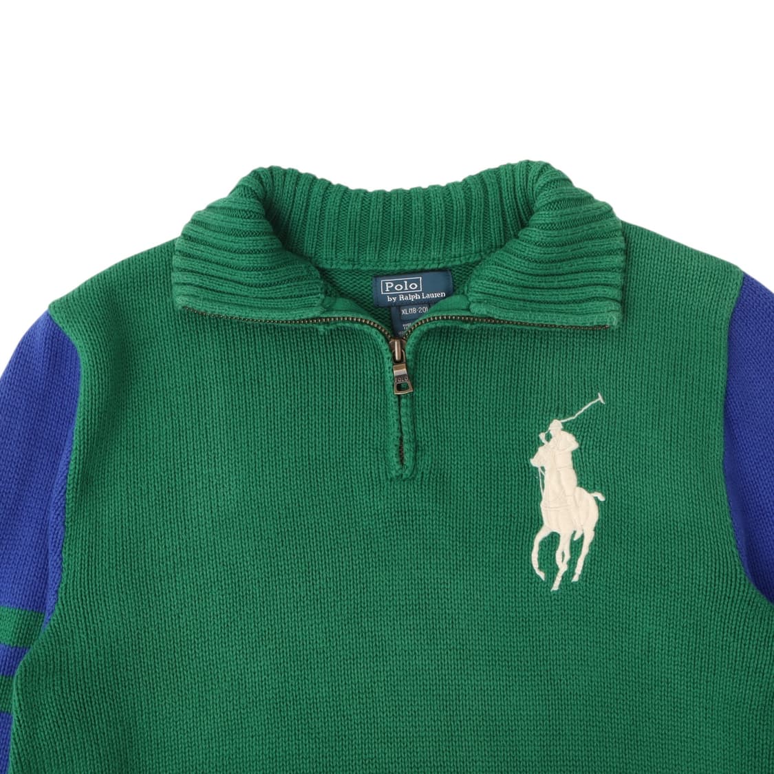 폴로 랄프로렌 빅포니 그린 투톤 하프집 니트 상품이미지2