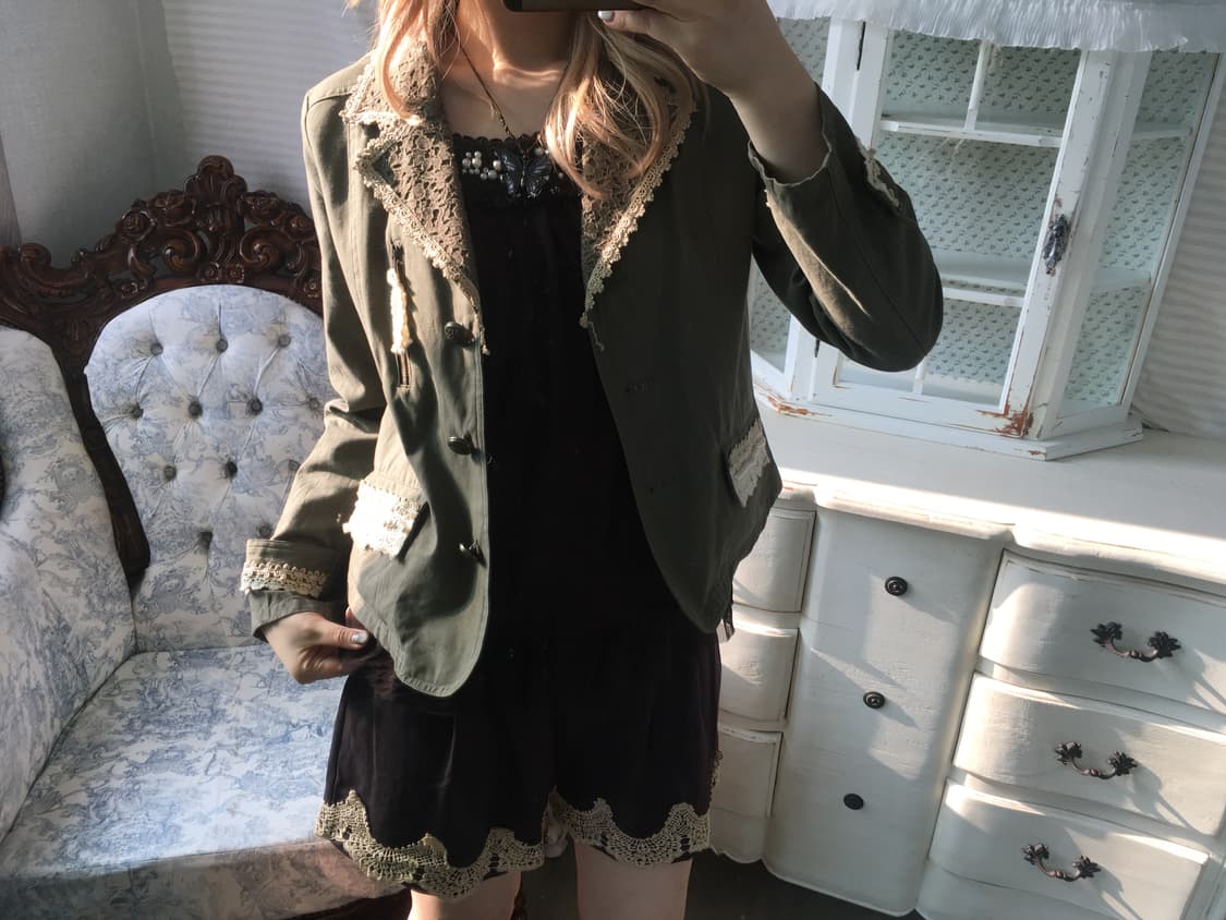 Axes femme 카키 앤틱 레이스 자켓 상품이미지3