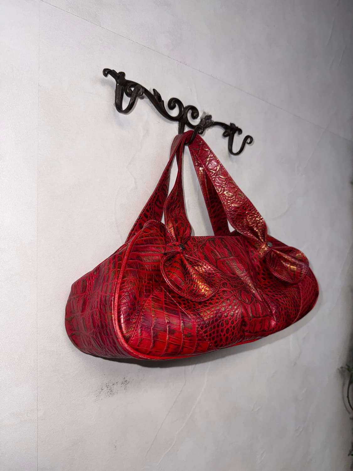Metallic red gold python shoulder bag 상품이미지2
