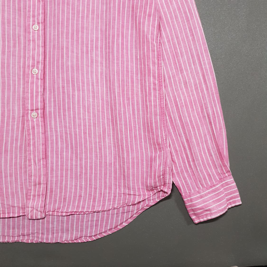 실측 M 폴로 랄프로렌 신형 포니 스트라이프 버튼다운 린넨 셔츠 클래식핏 상품이미지4