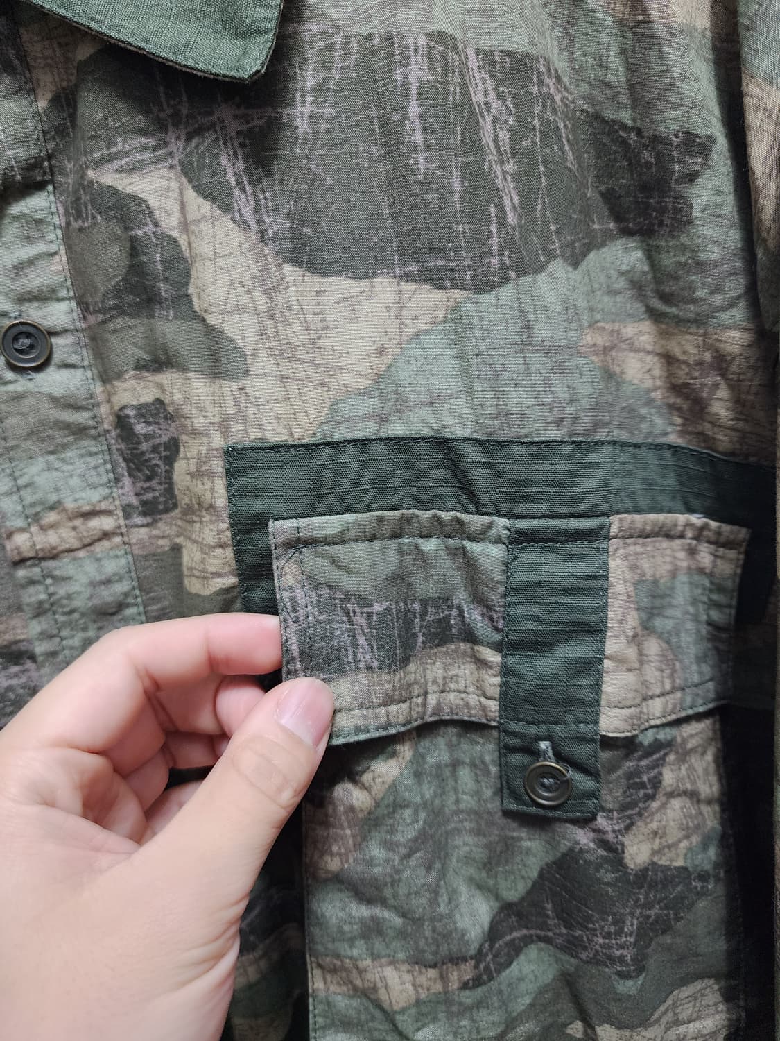 USA 빈티지 카모 패턴 남방 셔츠 XXL 상품이미지3