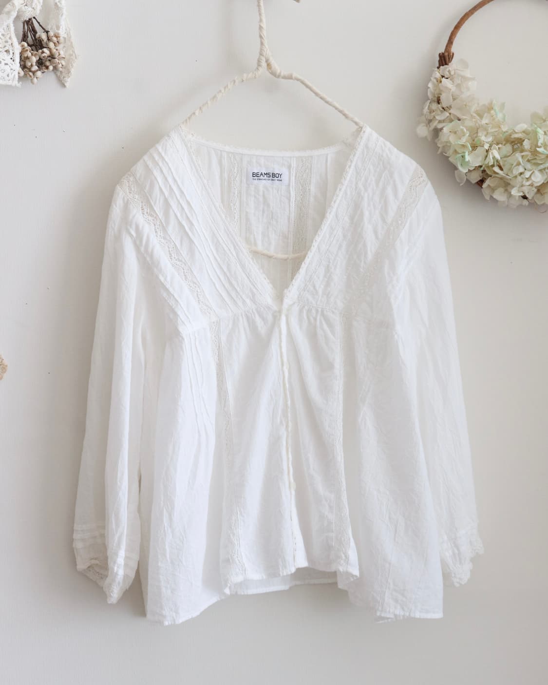 [Beams Boy] White Pintuck Lace Blouse 상품이미지9