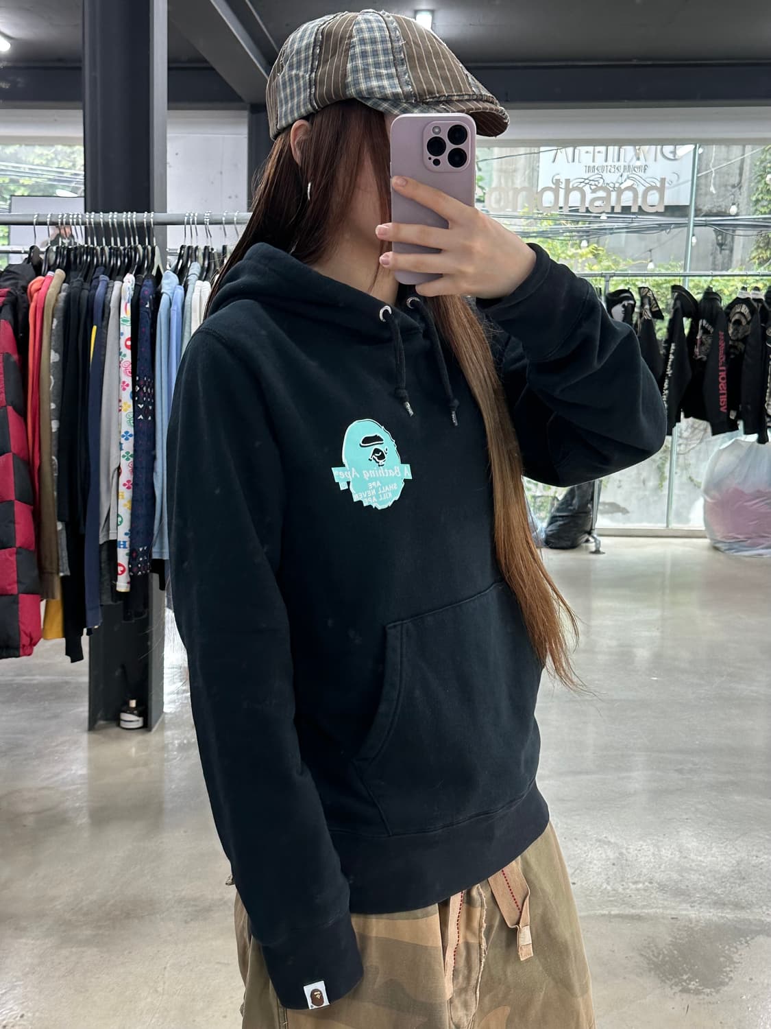 베이프 민트카모 써클사루 풀오버후드티 상품이미지3