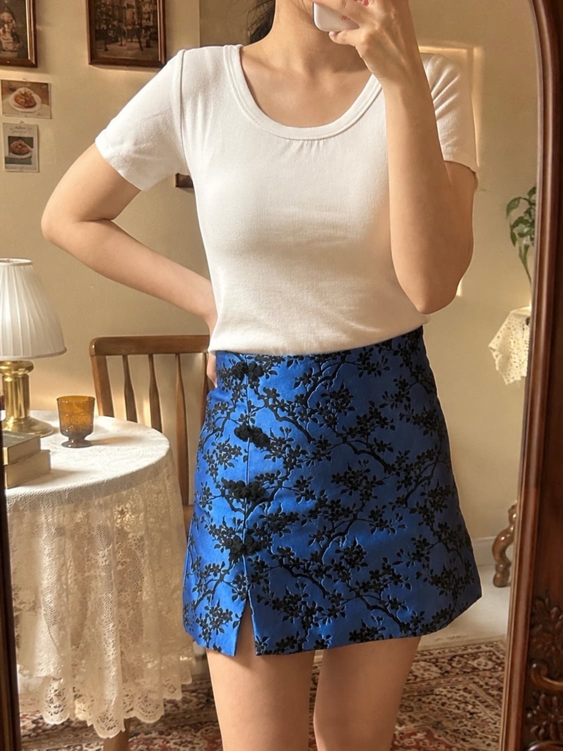 (New!) Zara jacquard floral mini skirt 상품이미지1
