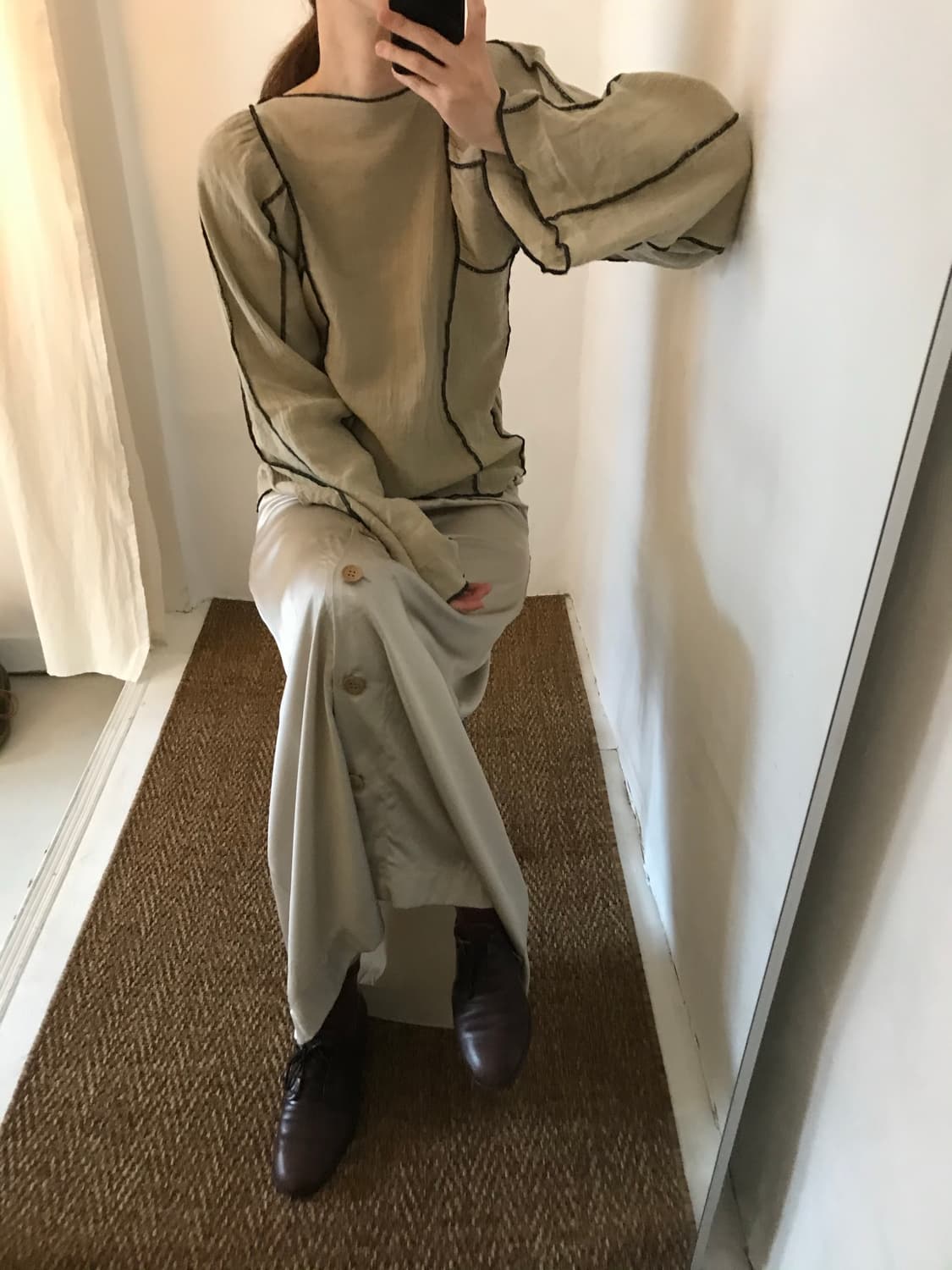 button silk long skirt 상품이미지3