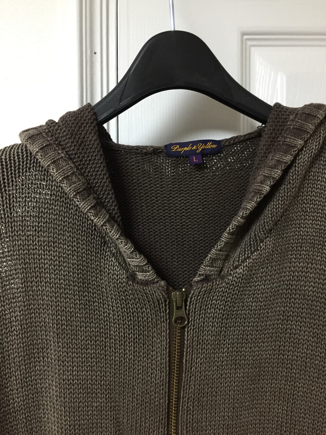 Purple&Yellow 투웨이 빈티지 니트 후드집업 L 상품이미지4