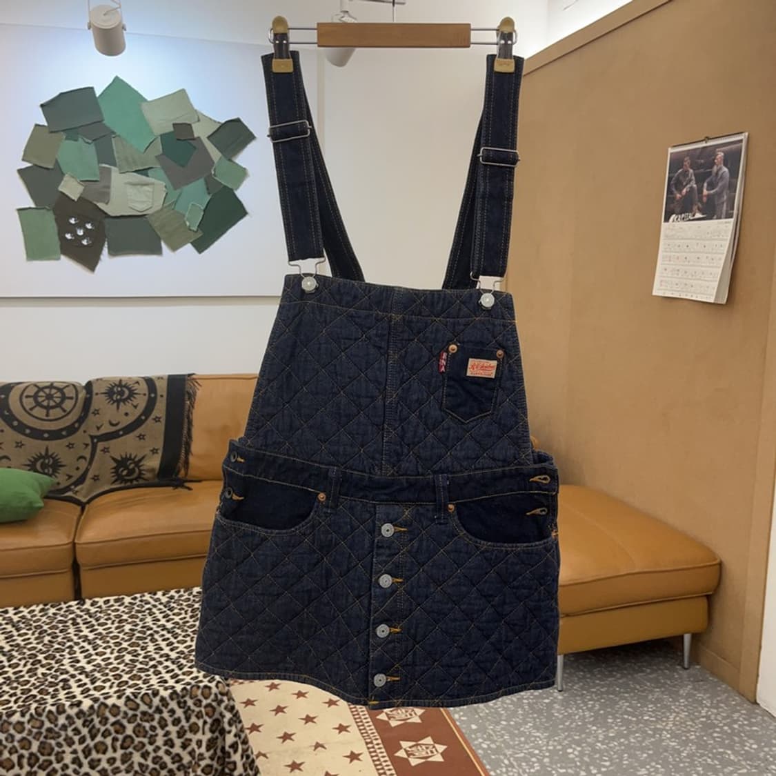 RNA 빈티지 레트로 키치 퀄팅 데님 멜빵 미니 원피스 M C08947 상품이미지3