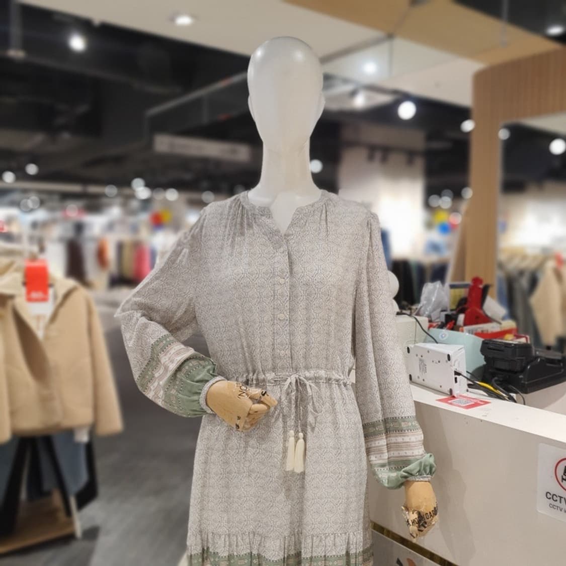 23SS 플라스틱아일랜드 보더 프린트 롱원피스 상품이미지4