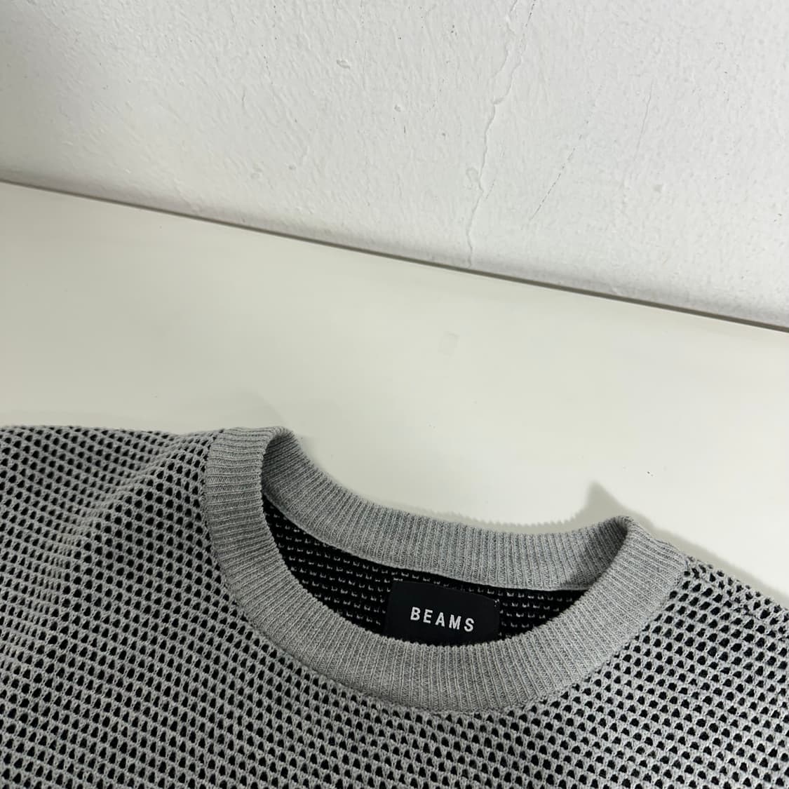 M 빔즈 BEAMS 그레이 도트 면 니트 상품이미지2
