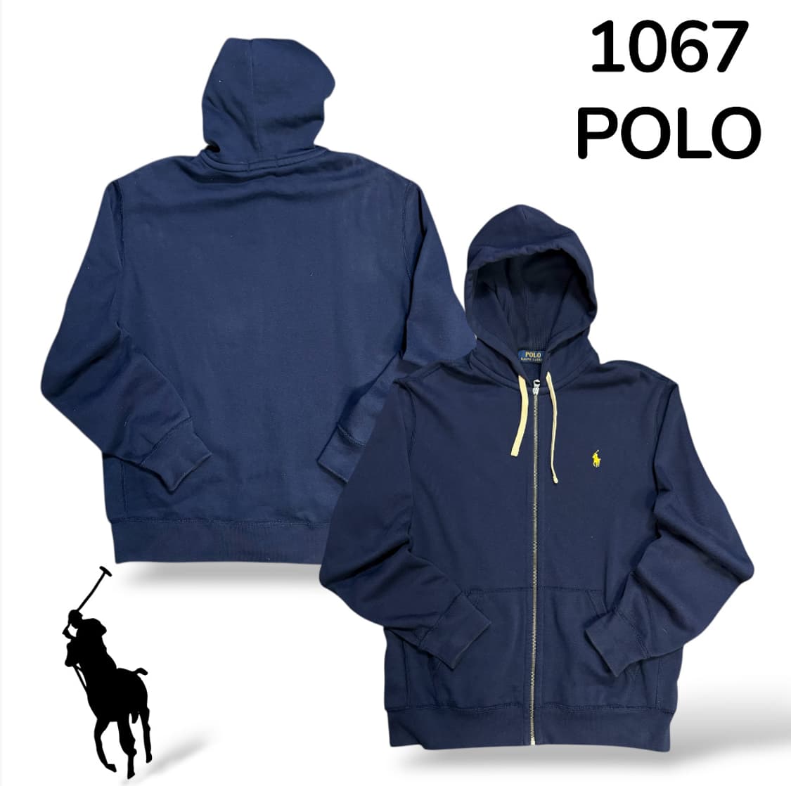 폴로 옐로우 로고 네이비 후드집업 L 상품이미지1