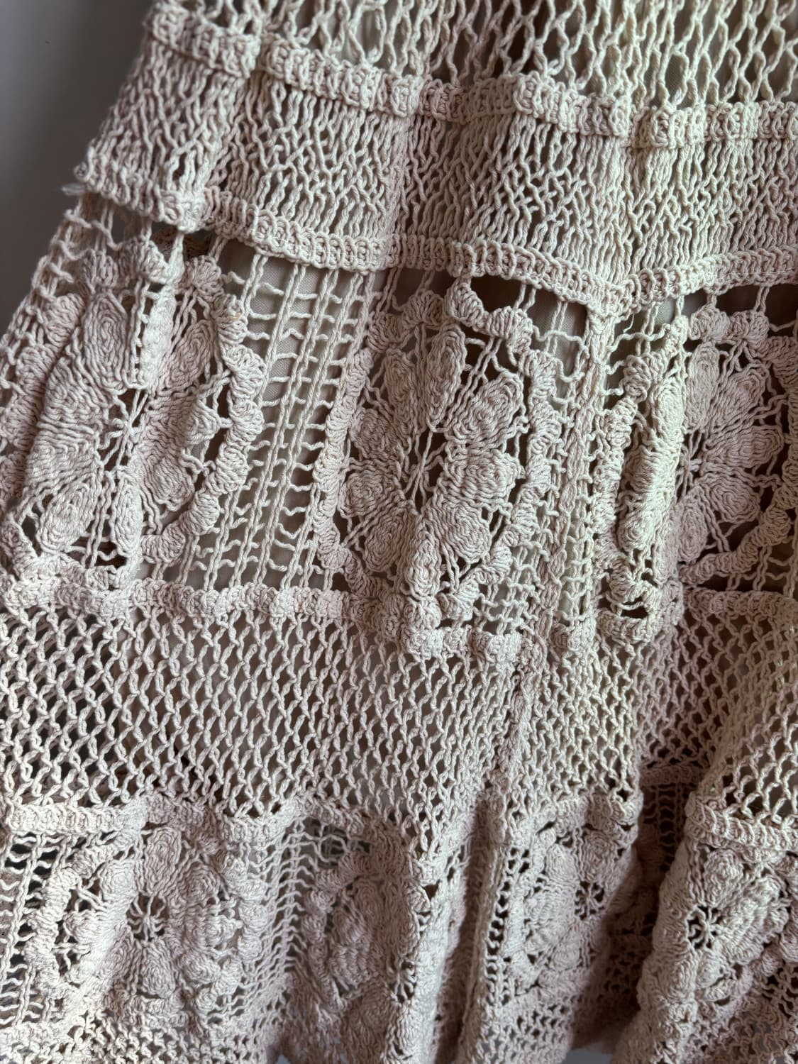 빈티지 크로셰 뜨개 롱 스커트 아이보리 상품이미지3