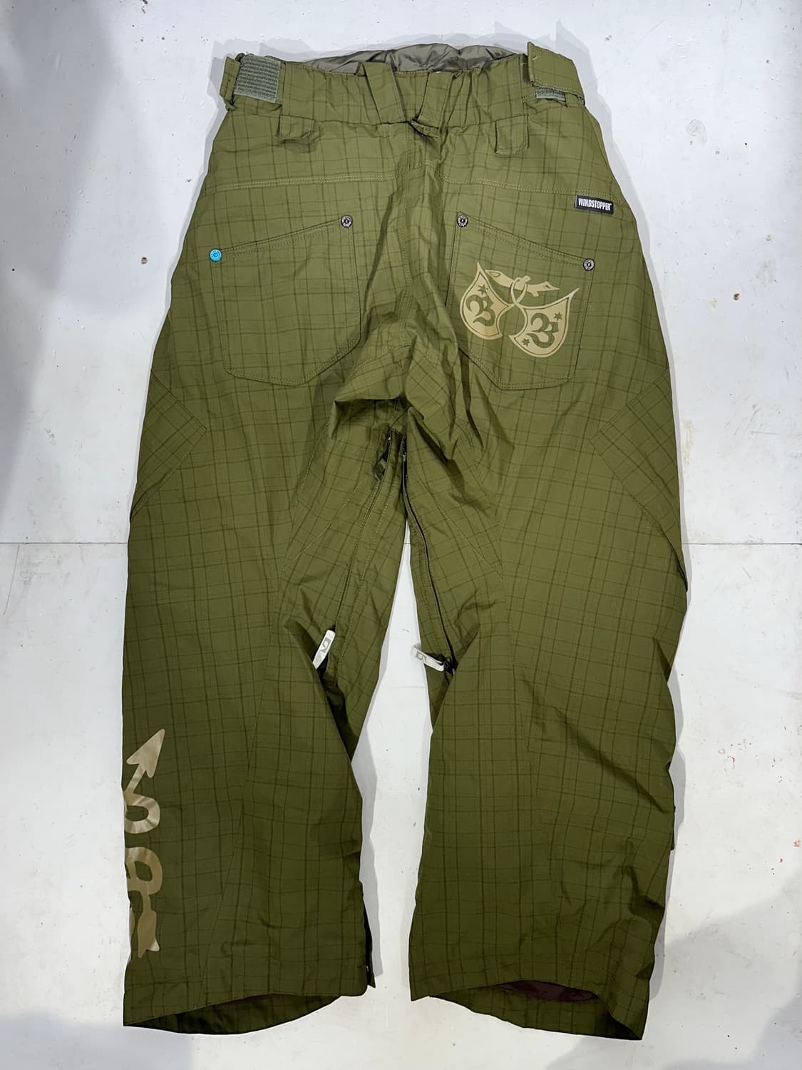 빈티지 Blue 카키 멀티 포켓 윈드스토퍼 스키 팬츠 보드 바지 XS 상품이미지5