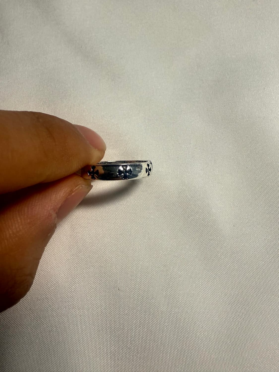 925 실버  크롬 크로스 패턴 오픈링 남여공용 상품이미지2