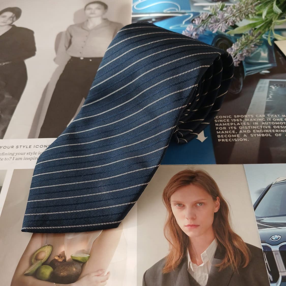 아쿠아스큐텀 실크 레지멘탈 스트라이프 넥타이 9cm A+등급 A19037 상품이미지2