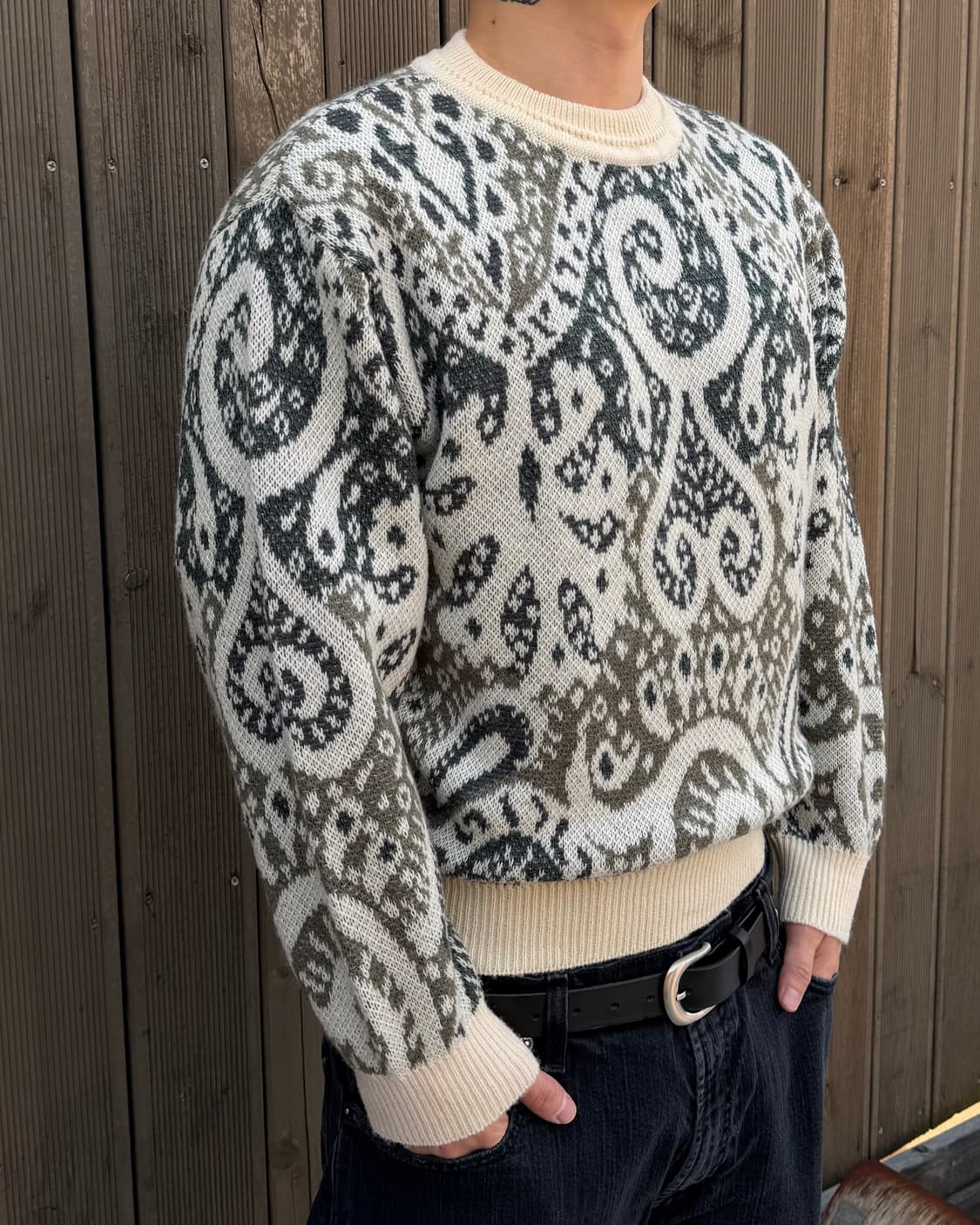 빈티지 페이즐리 자카드 니트 스웨터 상품이미지3