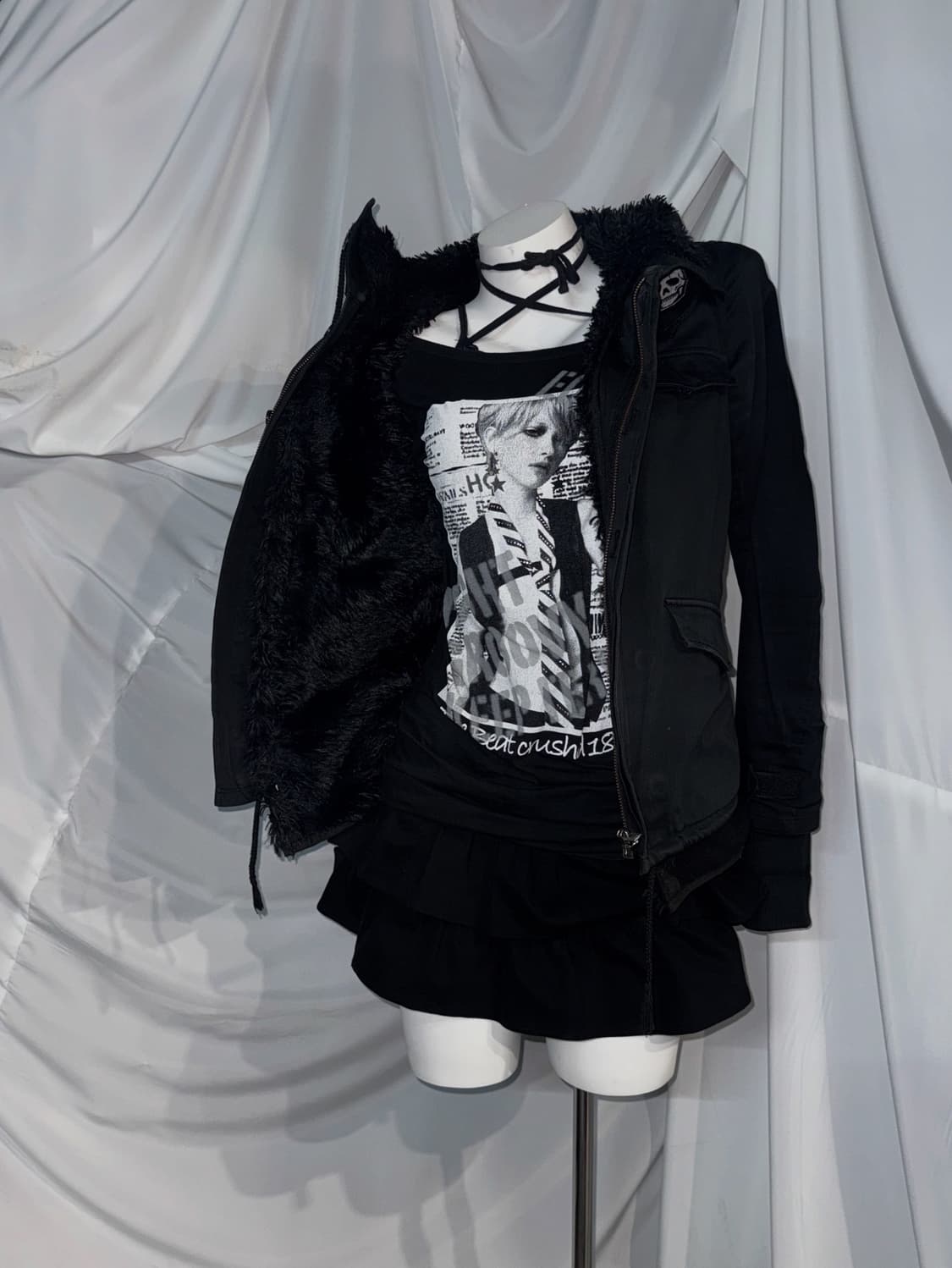 미사깔 무채색 데일리 해골 펑투케 코디세트 상품이미지8