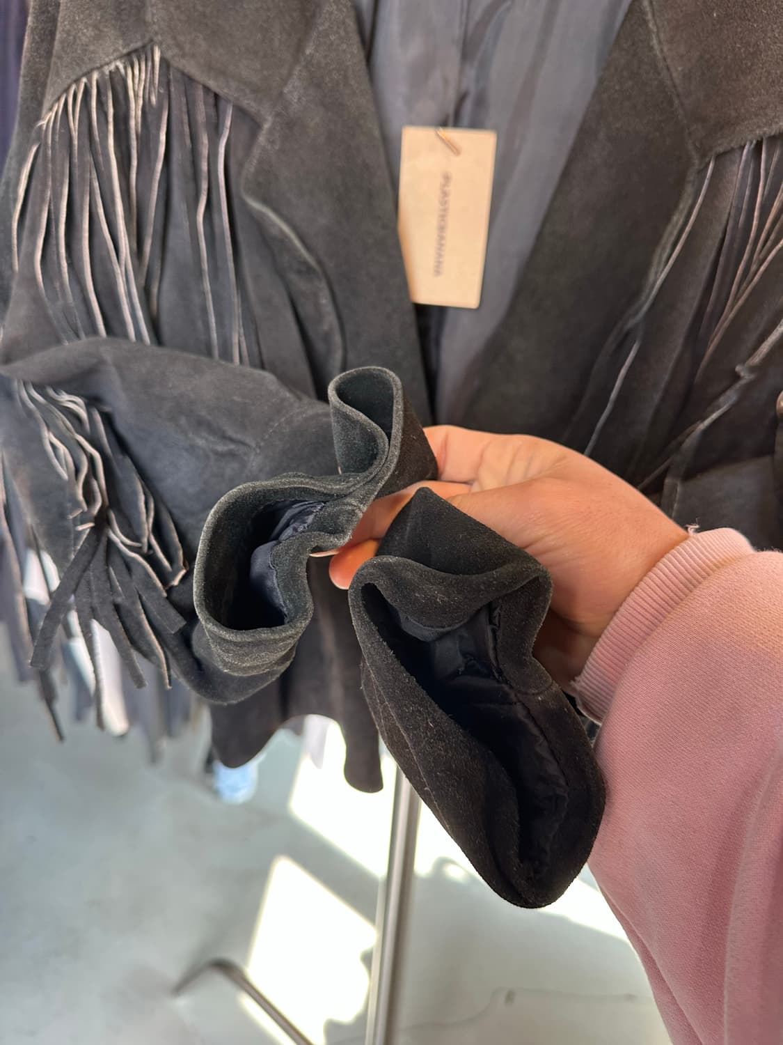 90s 헤비리얼레더 스웨이드 프린지 자켓 상품이미지6