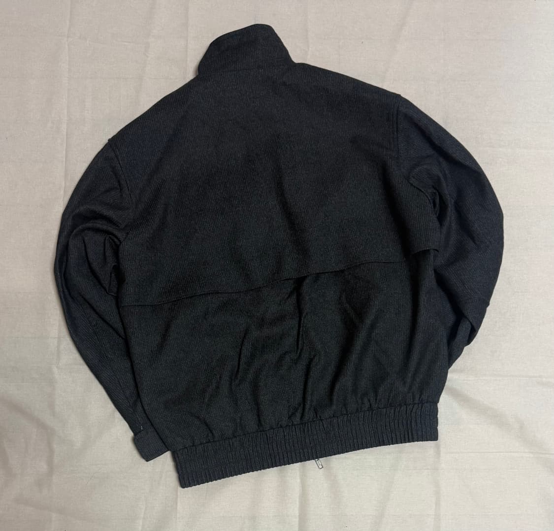 Stu 하이넥 스트라이프 울 해링턴 자켓 다크그레이 상품이미지2