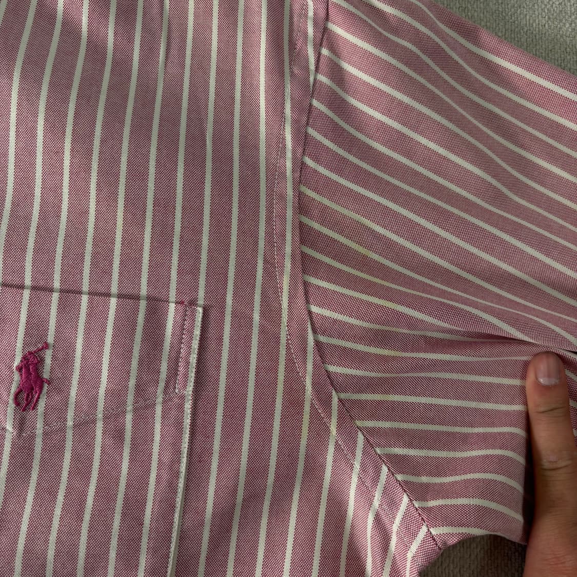 100 폴로랄프로렌 핑크 스트라이프 코튼 셔츠 상품이미지3