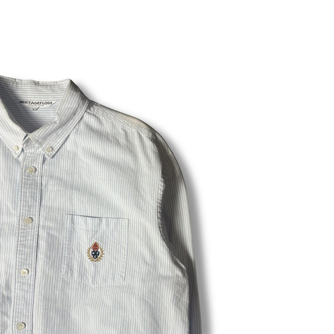 헤리티지플로스 스카이블루 스트라이프 원포켓 긴팔 셔츠 L 상품이미지2