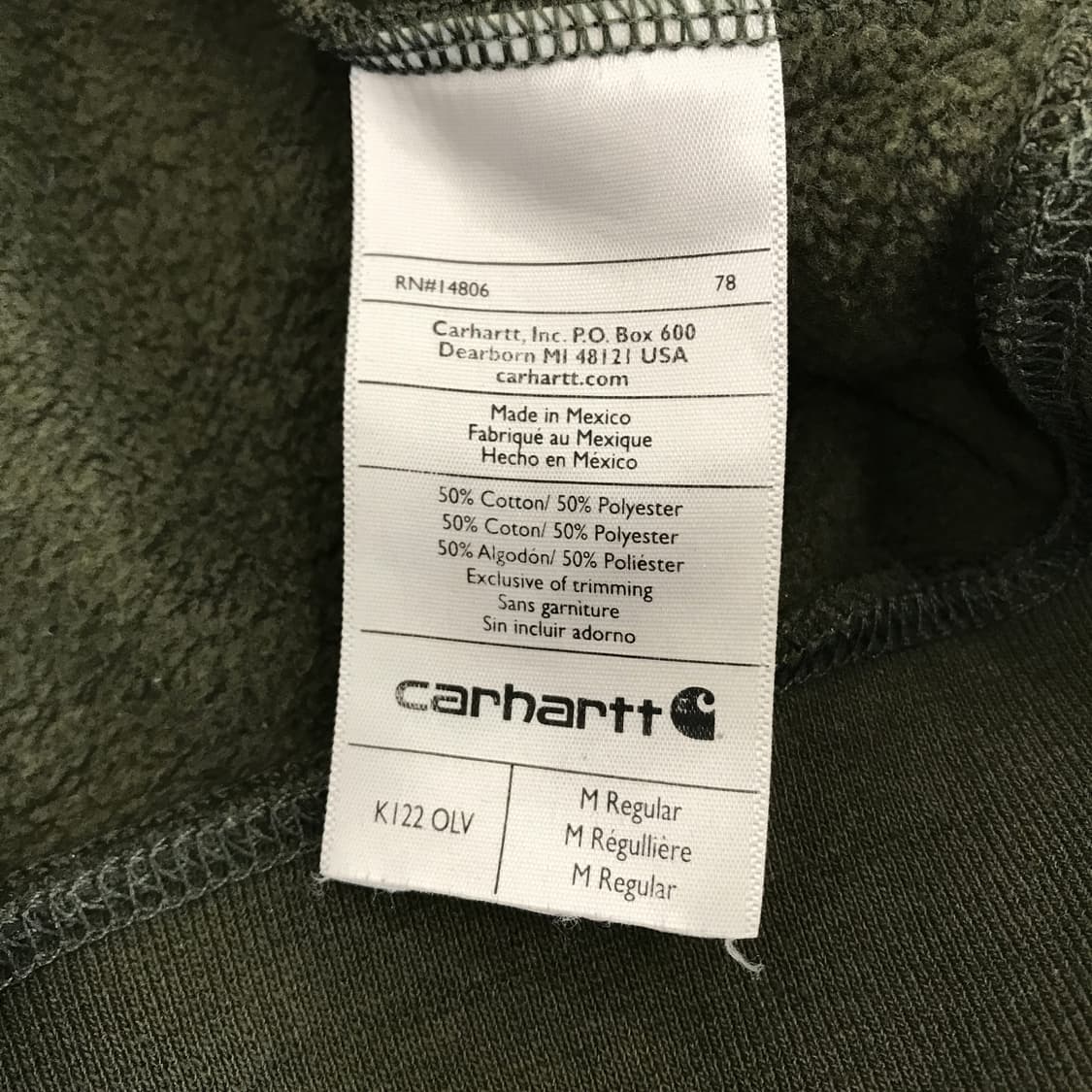 칼하트 K122 미드웨이드 후드집업 올리브 [M] 상품이미지6