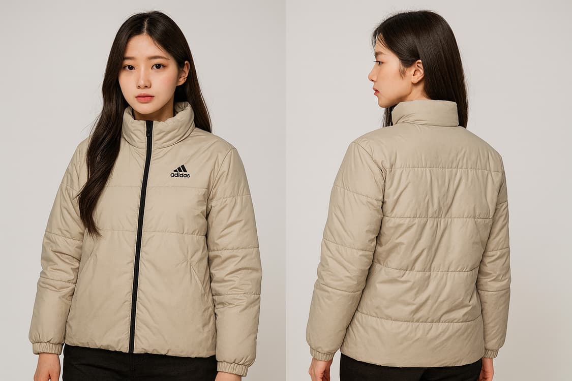 아디다스 베이지 경량 패딩 S 69/52 실측m 상품이미지1