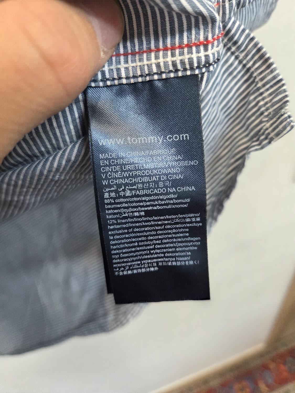 타미힐피거 린넨 스트라이프 옆트임 셔츠반팔 sp 상품이미지4