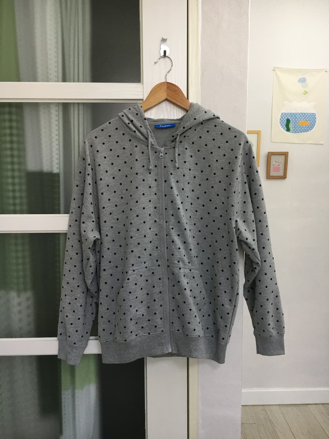 그레이 도트 후드집업 상품이미지1