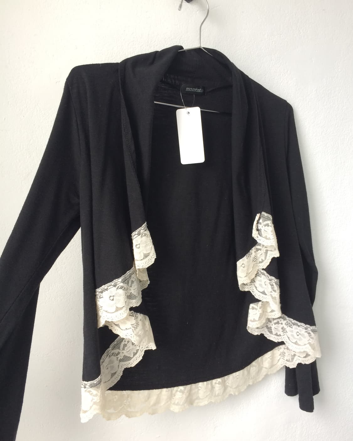 Lace trimming drape open cardigan 상품이미지3