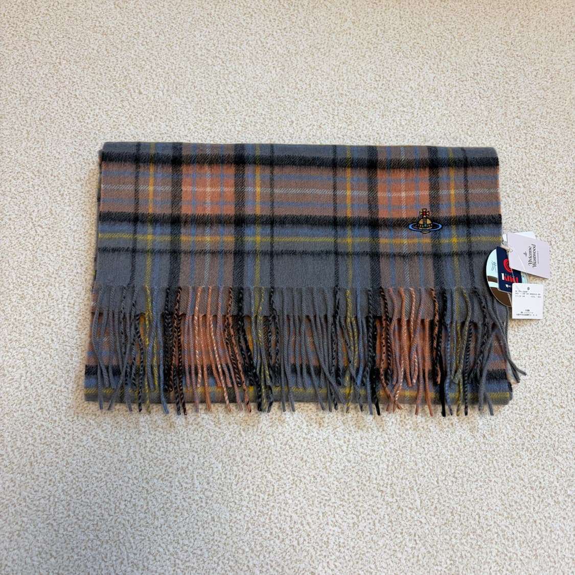 비비안웨스트우드 캐시미어 체크 머플러 새상품 상품이미지5