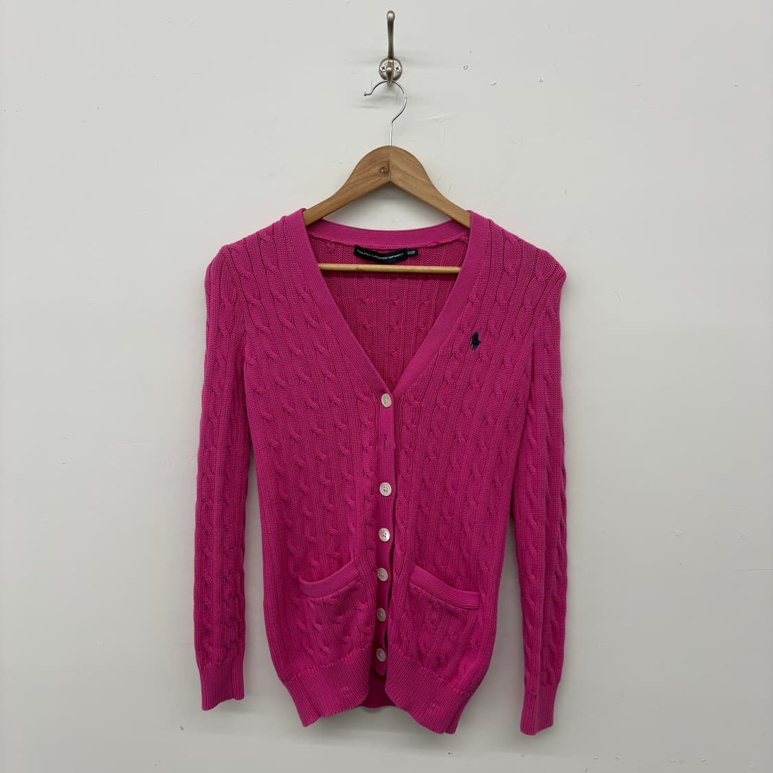 폴로 랄프로렌 핑크 꽈배기 가디건 여/XS 상품이미지1