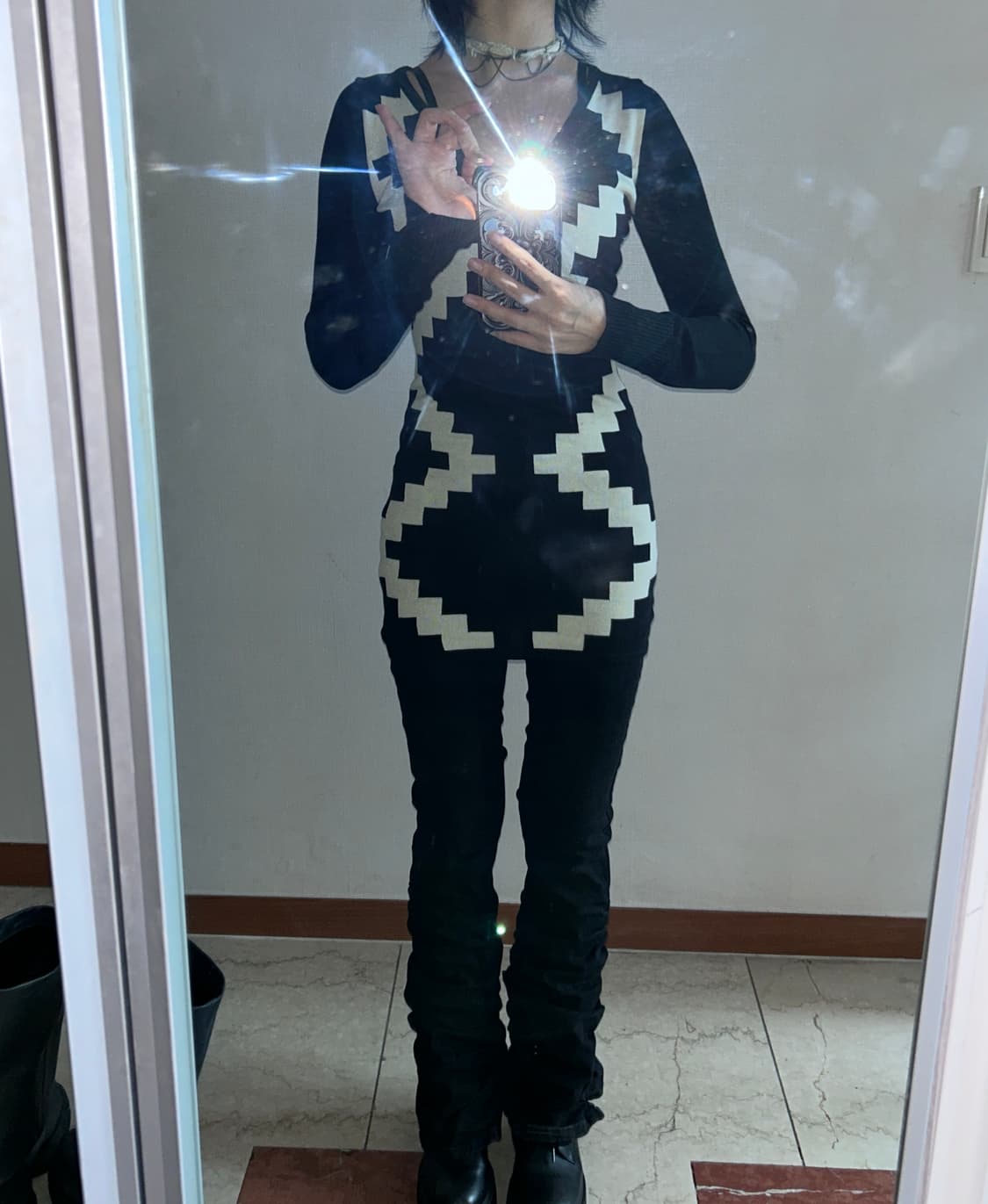 Noir Pixel Knit Dress (Egoist) 상품이미지2