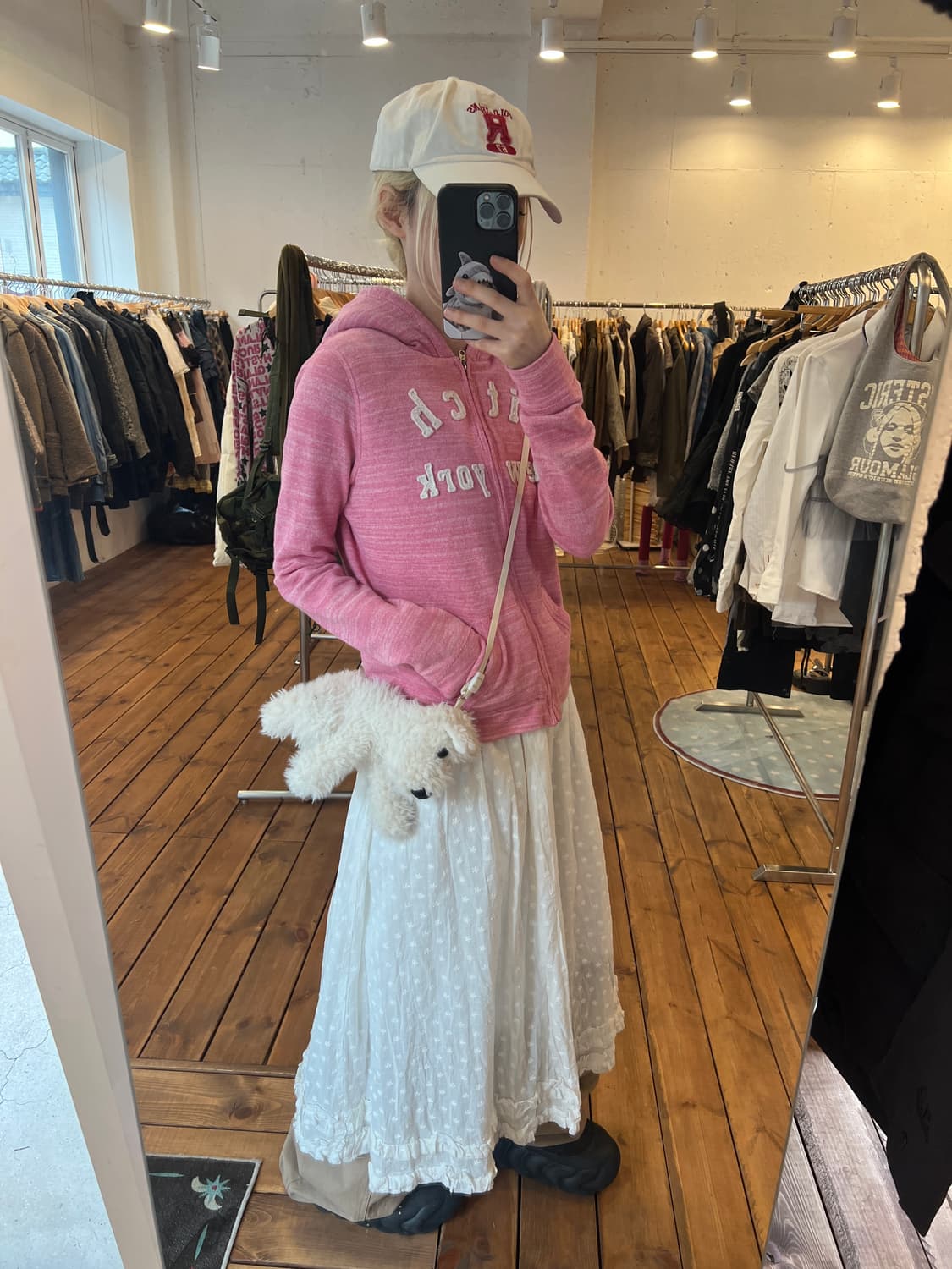 아베크롬비 핑크 뽀글이 후드집업 상품이미지5