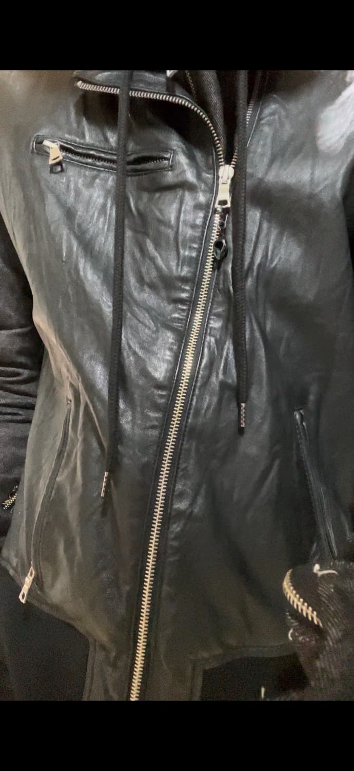 None Skull Diagonal Zip Leather Vest 상품이미지4