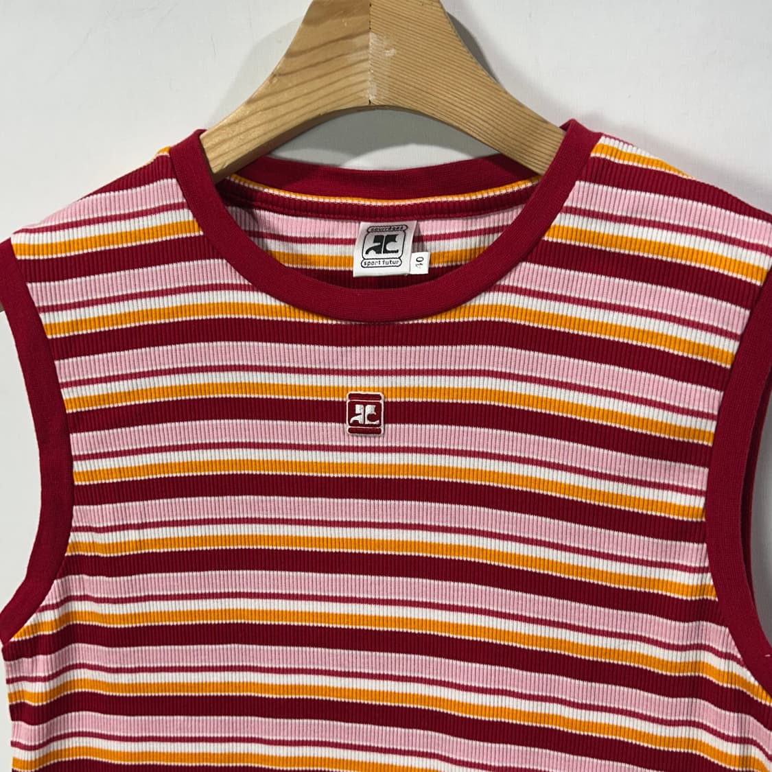 [Courreges] 꾸레쥬 스트라이프 로고 슬리브리스 상품이미지3