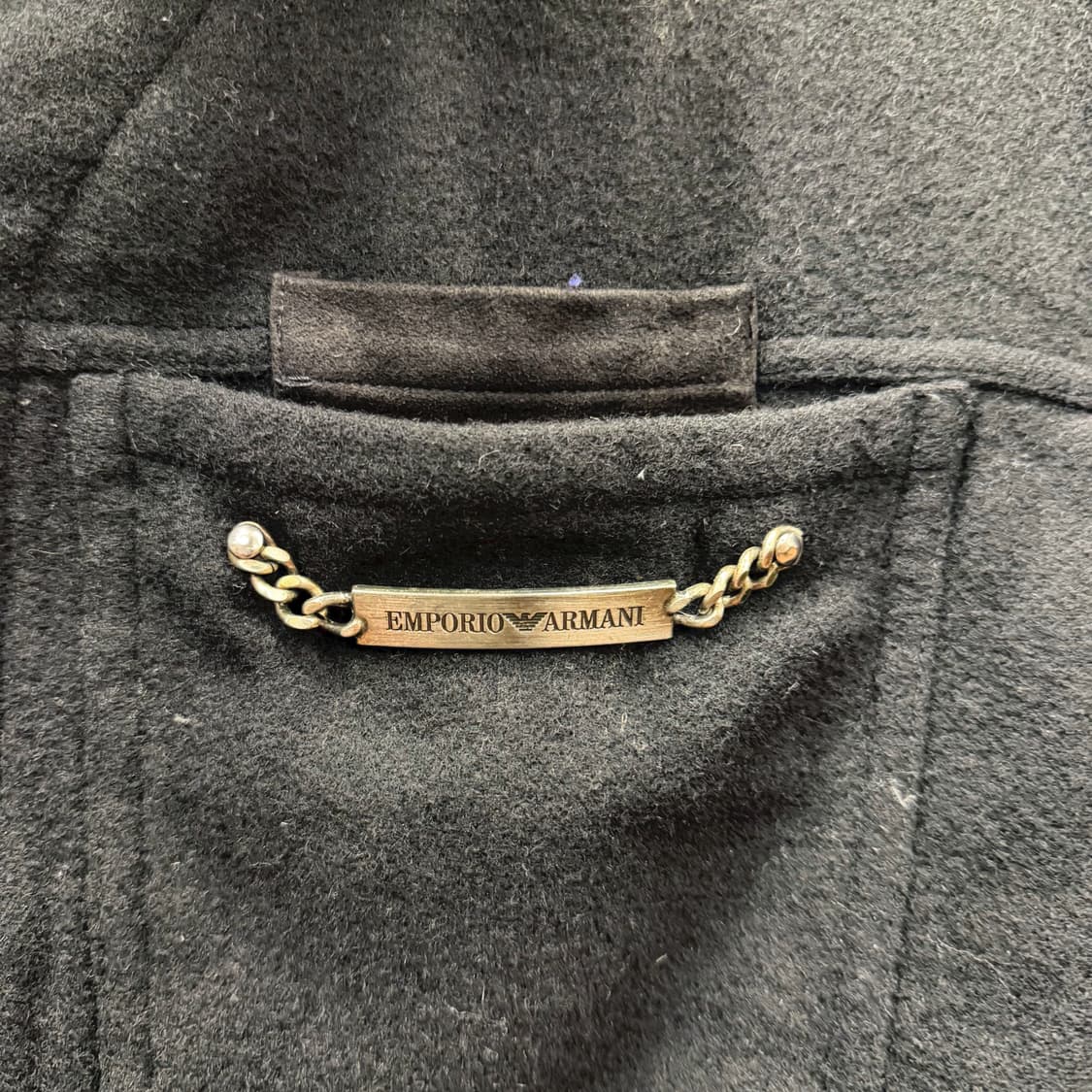 아르마니 익스체인지 카라 자켓 메탈 체인 스냅 버튼 디테일 블랙 상품이미지6