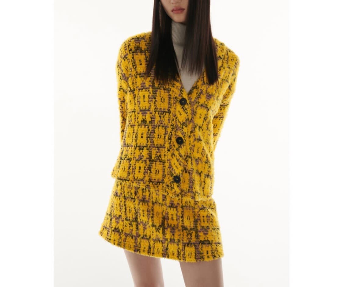 자라 프린트 자카드 스커트 노랑 상품이미지2